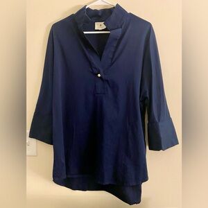 Tuckernuck Navy Gold-Button Tunic Top Size Small